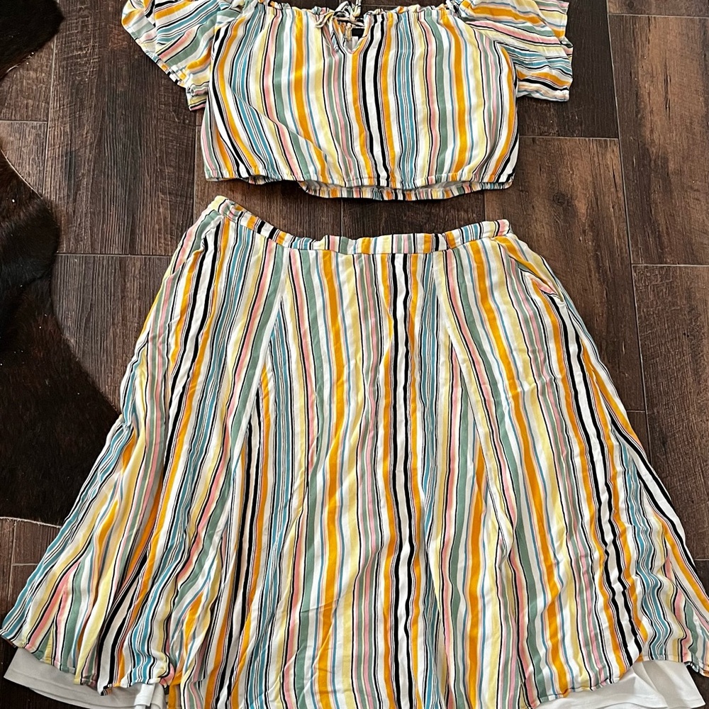 Torrid Size 3 Bright Striped 2Pc Maxi Set